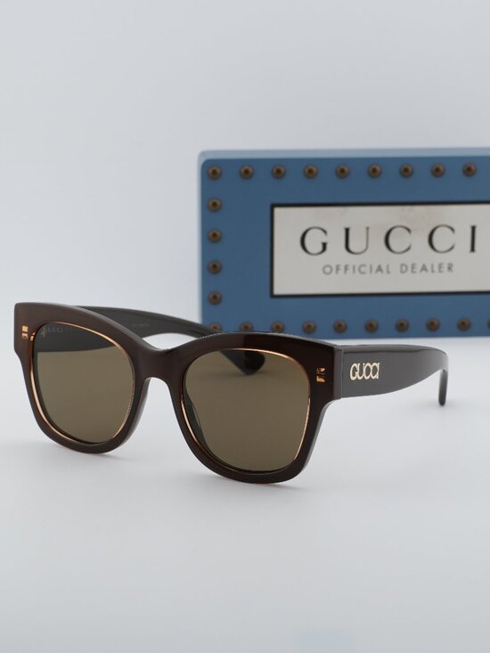 Gucci GG1789S 004 Square Sunglasses - Peach / Brown